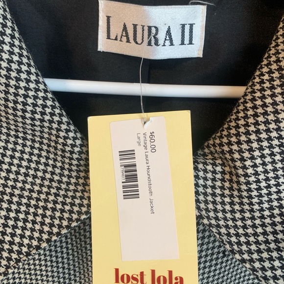 Vintage Houndstooth zip up  Jacket by Laura II - Picture 6 of 8